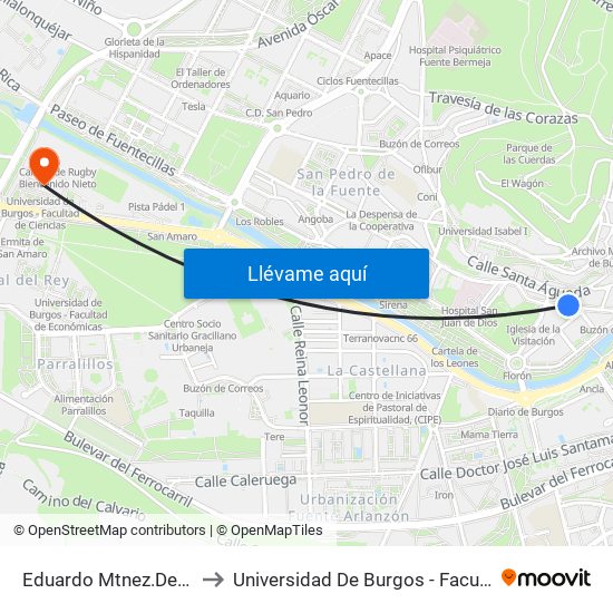 Eduardo Mtnez.Del Campo 10 to Universidad De Burgos - Facultad De Ciencias map