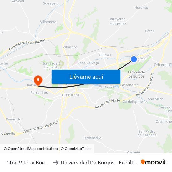 Ctra. Vitoria Buenos Aires to Universidad De Burgos - Facultad De Ciencias map