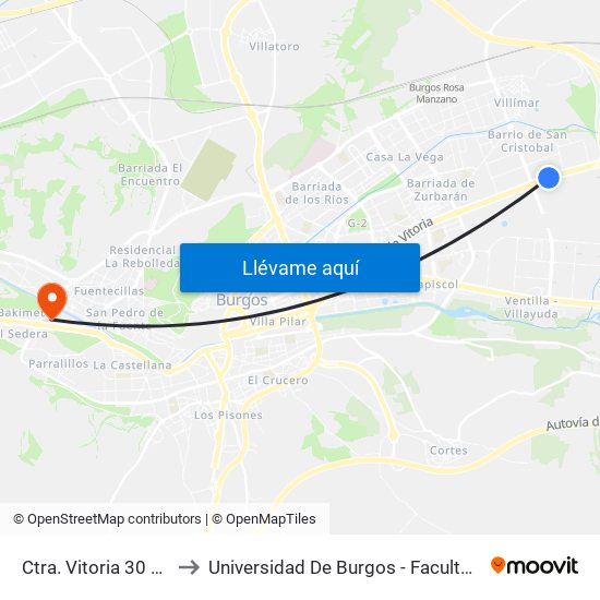 Ctra. Vitoria 30 De Enero to Universidad De Burgos - Facultad De Ciencias map