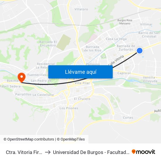 Vitoria Intendencia to Universidad De Burgos - Facultad De Ciencias map