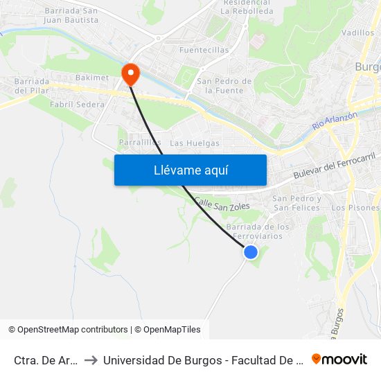 Ctra. De Arcos to Universidad De Burgos - Facultad De Ciencias map