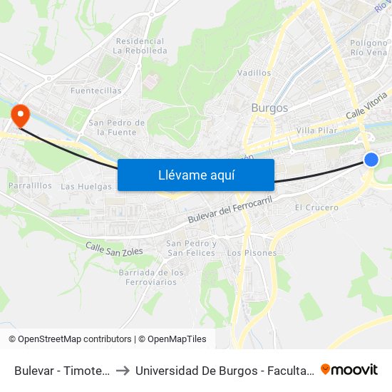 Bulevar - Timoteo Arnáiz to Universidad De Burgos - Facultad De Ciencias map