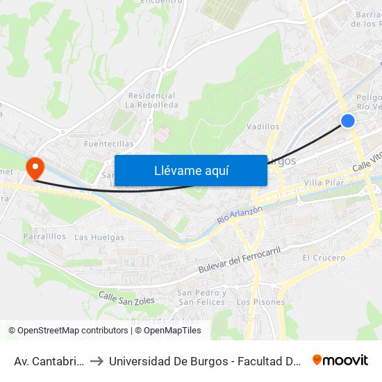 Av. Cantabria 31 to Universidad De Burgos - Facultad De Ciencias map