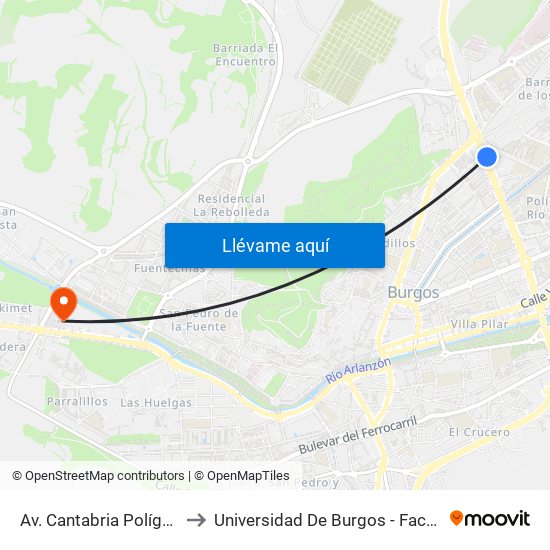 Av. Cantabria Polígono Docente to Universidad De Burgos - Facultad De Ciencias map