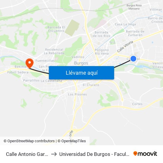 Calle Antonio García Martín to Universidad De Burgos - Facultad De Ciencias map