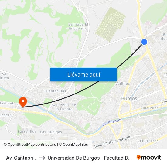 Av. Cantabria 91 to Universidad De Burgos - Facultad De Ciencias map