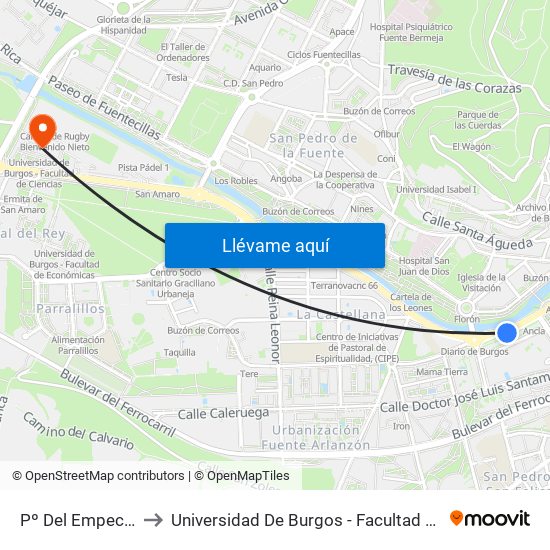 Pº Del Empecinado to Universidad De Burgos - Facultad De Ciencias map