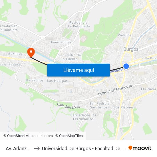 Av. Arlanzón 4 to Universidad De Burgos - Facultad De Ciencias map
