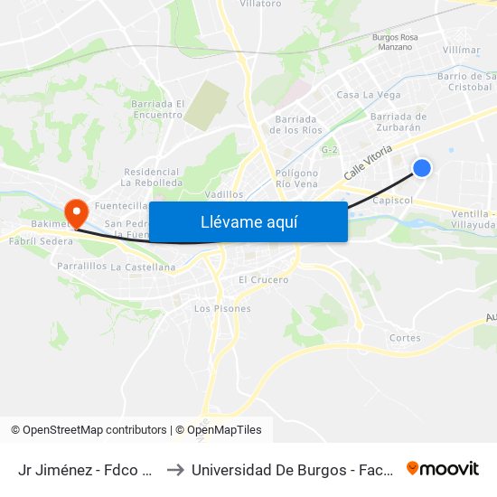 Jr Jiménez - Fdco García Lorca to Universidad De Burgos - Facultad De Ciencias map