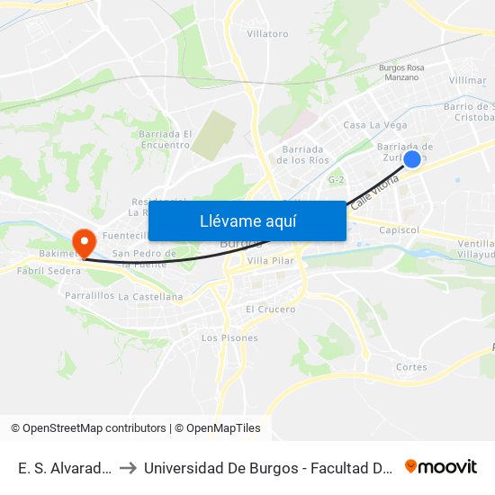 E. S. Alvarado 17 to Universidad De Burgos - Facultad De Ciencias map