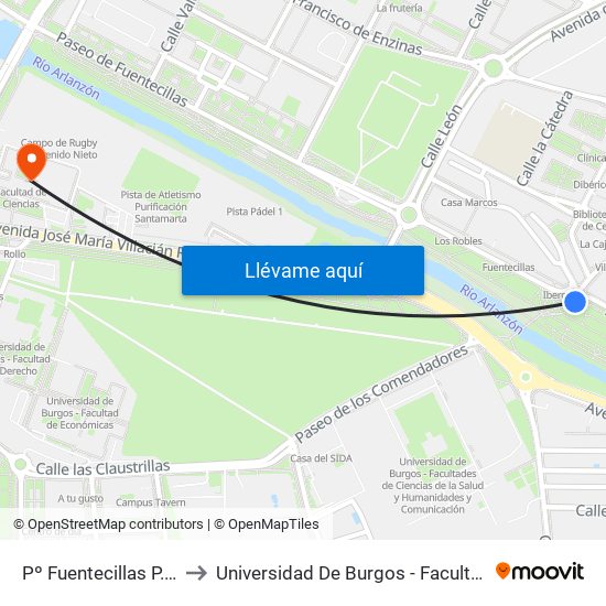 Pº Fuentecillas P. Malatos to Universidad De Burgos - Facultad De Ciencias map