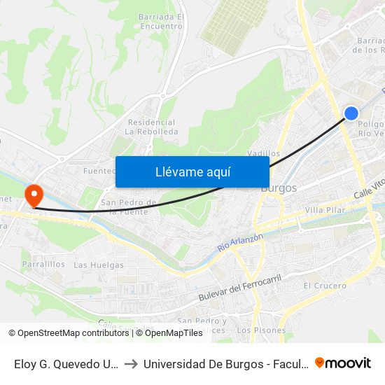 Eloy G. Quevedo Universidad to Universidad De Burgos - Facultad De Ciencias map