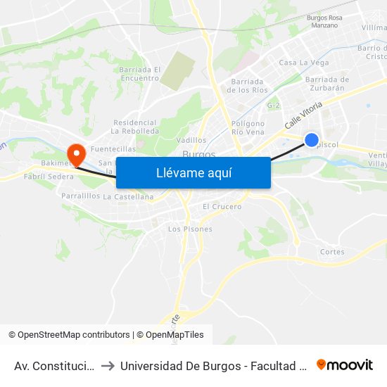 Av. Constitución 27 to Universidad De Burgos - Facultad De Ciencias map