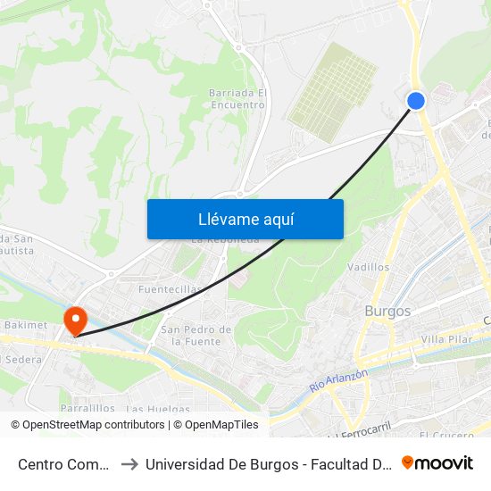 Centro Comercial to Universidad De Burgos - Facultad De Ciencias map