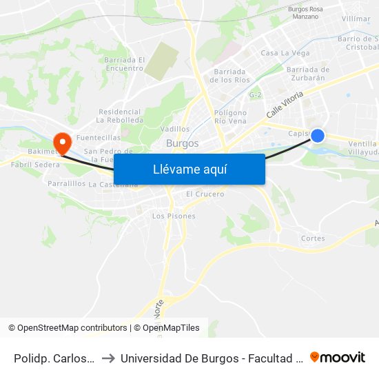 Polidp. Carlos Serna to Universidad De Burgos - Facultad De Ciencias map