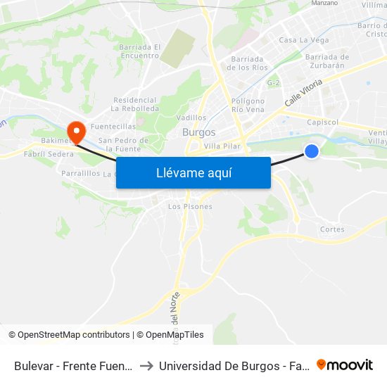 Bulevar - Frente Fuente Prior Cartuja to Universidad De Burgos - Facultad De Ciencias map