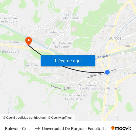 Bulevar - C/ Madrid to Universidad De Burgos - Facultad De Ciencias map