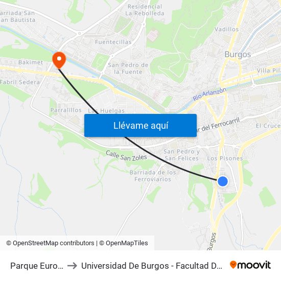 Parque Europa 9 to Universidad De Burgos - Facultad De Ciencias map