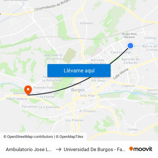 Ambulatorio Jose Luis Santamaría to Universidad De Burgos - Facultad De Ciencias map