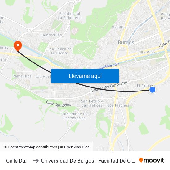 Calle Duero to Universidad De Burgos - Facultad De Ciencias map