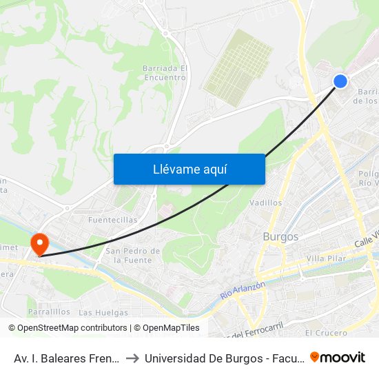 Av. I. Baleares Frente Maristas to Universidad De Burgos - Facultad De Ciencias map