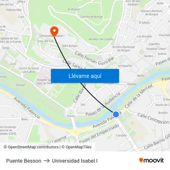 Puente Besson to Universidad Isabel I map