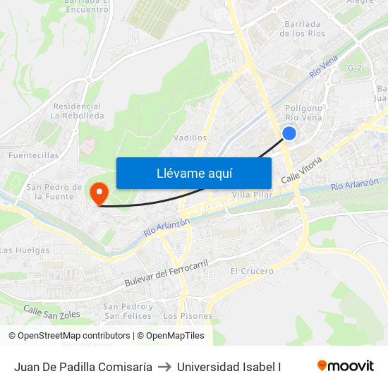 Juan De Padilla Comisaría to Universidad Isabel I map