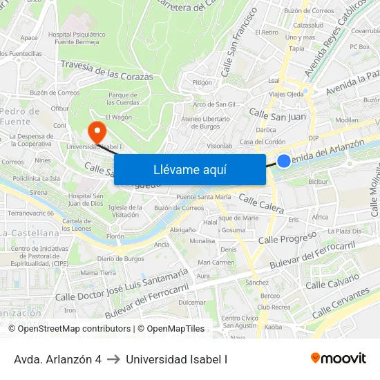 Avda. Arlanzón 4 to Universidad Isabel I map