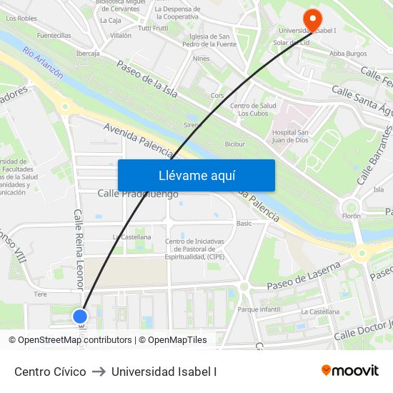 Centro Cívico to Universidad Isabel I map