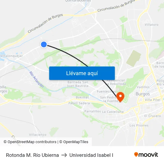 Rotonda M. Río Ubierna to Universidad Isabel I map