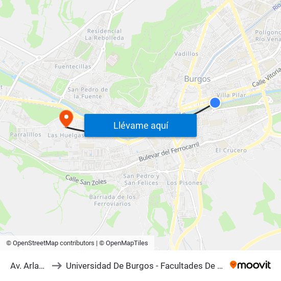 Av. Arlanzón P. Gasset to Universidad De Burgos - Facultades De Ciencias De La Salud Y Humanidades Y Comunicación map