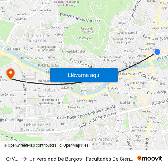Vitoria 7 to Universidad De Burgos - Facultades De Ciencias De La Salud Y Humanidades Y Comunicación map