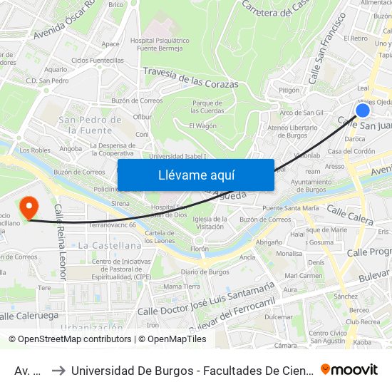 Av. Del Cid 4 to Universidad De Burgos - Facultades De Ciencias De La Salud Y Humanidades Y Comunicación map
