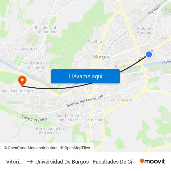 Vitoria Cruz Roja to Universidad De Burgos - Facultades De Ciencias De La Salud Y Humanidades Y Comunicación map