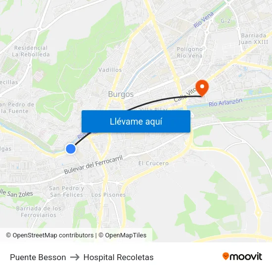 Puente Besson to Hospital Recoletas map