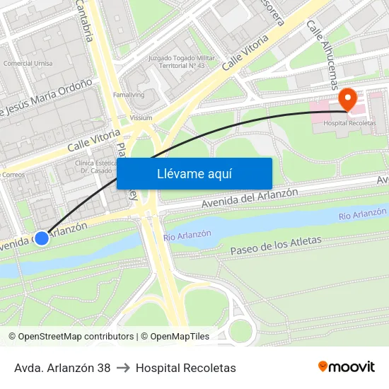 Avda. Arlanzón 38 to Hospital Recoletas map