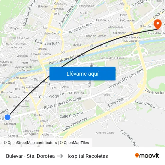 Bulevar - Sta. Dorotea to Hospital Recoletas map