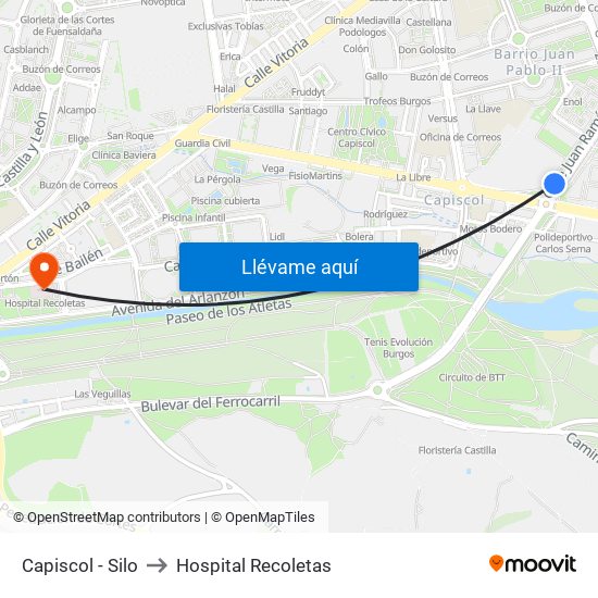 Capiscol - Silo to Hospital Recoletas map