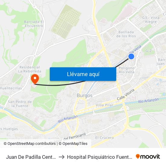 Juan De Padilla Centrocívico to Hospital Psiquiátrico Fuente Bermeja map