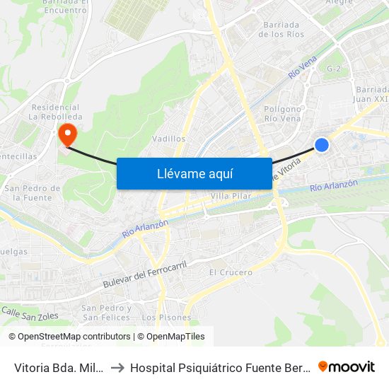 Vitoria Bda. Militar to Hospital Psiquiátrico Fuente Bermeja map