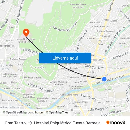 Gran Teatro to Hospital Psiquiátrico Fuente Bermeja map