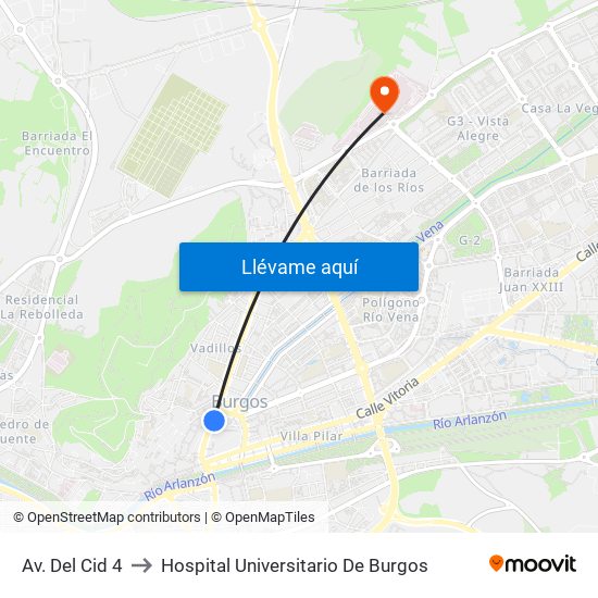 Av. Del Cid 4 to Hospital Universitario De Burgos map