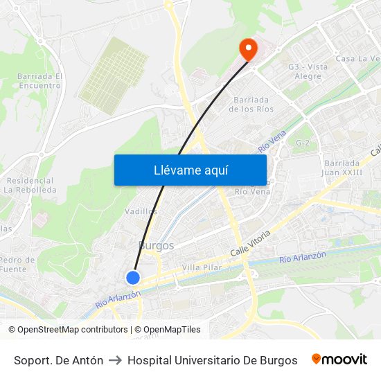 Soport. De Antón to Hospital Universitario De Burgos map