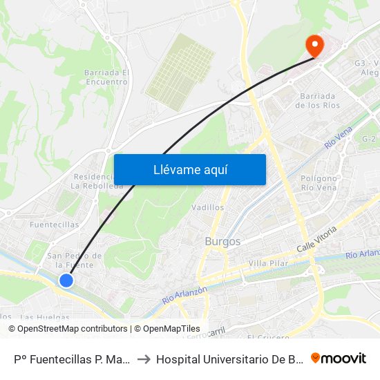 Pº Fuentecillas P. Malatos to Hospital Universitario De Burgos map