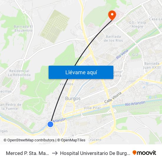 Merced P. Sta. María to Hospital Universitario De Burgos map