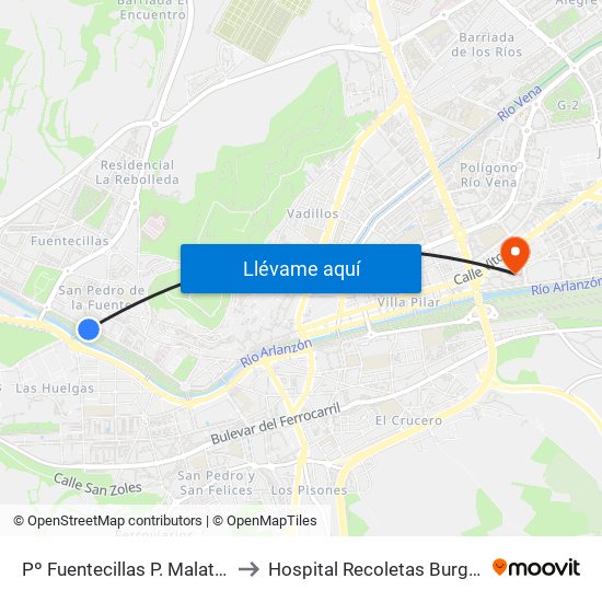 Pº Fuentecillas P. Malatos to Hospital Recoletas Burgos map