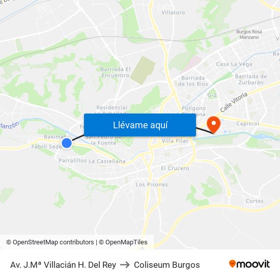Av. J.Mª Villacián H. Del Rey to Coliseum Burgos map