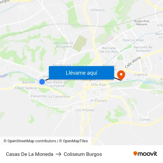 Casas De La Moneda to Coliseum Burgos map