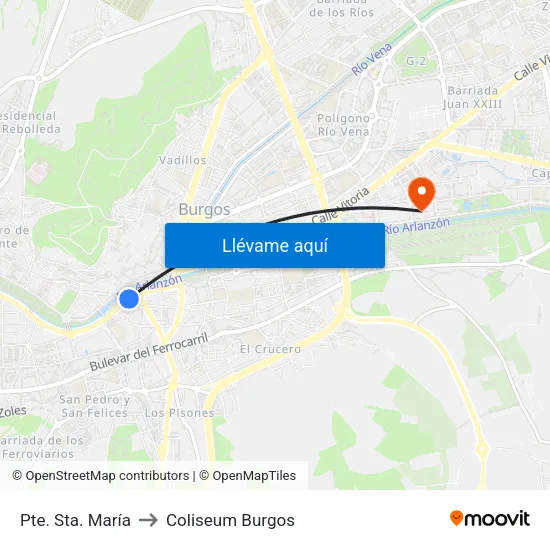 Pte. Sta. María to Coliseum Burgos map