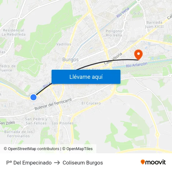 Pº Del Empecinado to Coliseum Burgos map